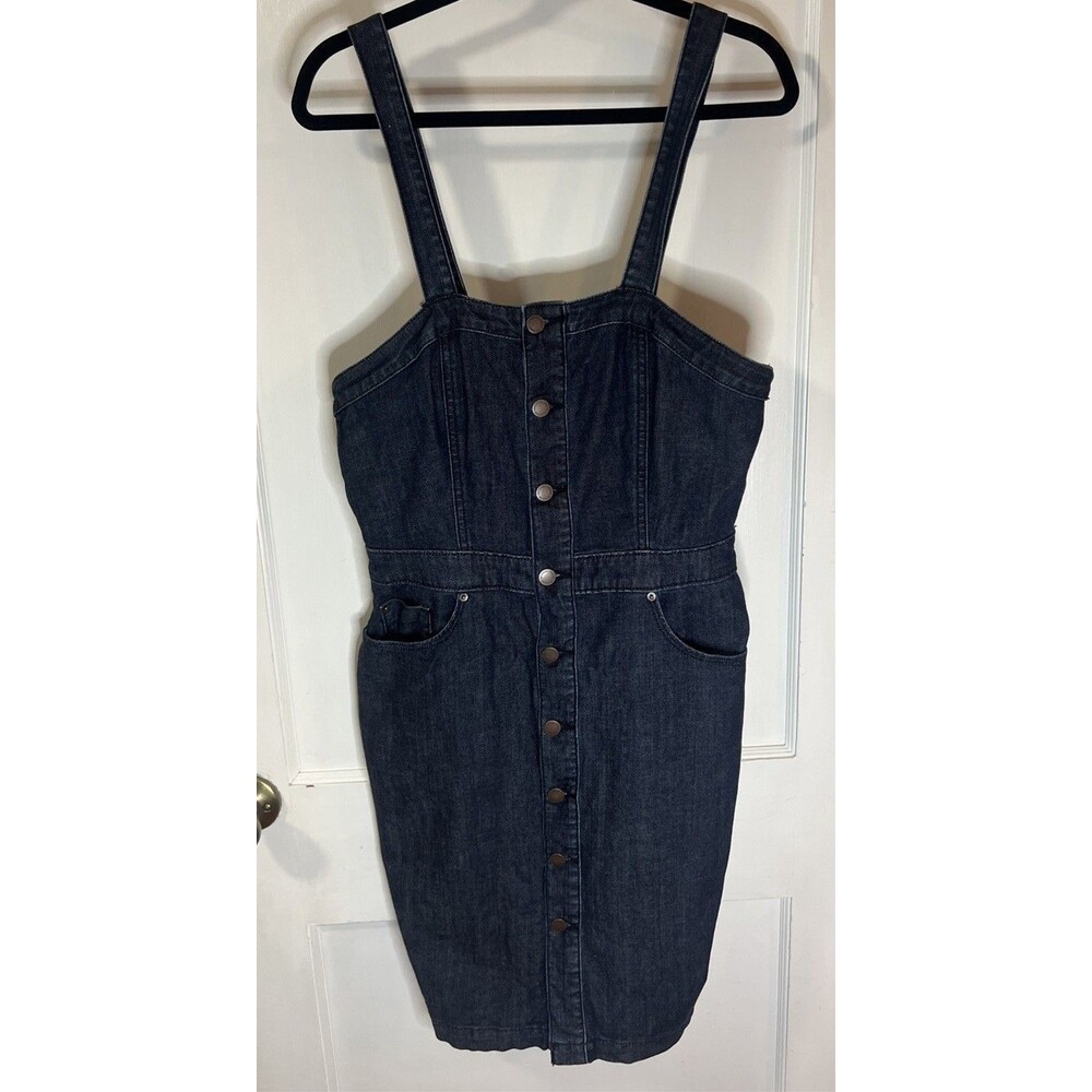 Universal Thread Dark Wash Denim Button Front Dress Sz 10
